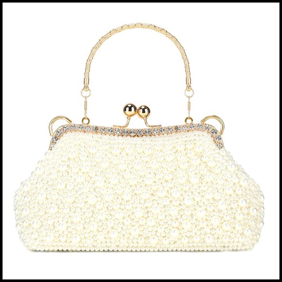 Vintage Floral Beaded Rhinestone Embroidery Clutch Evening Handbag Elegant